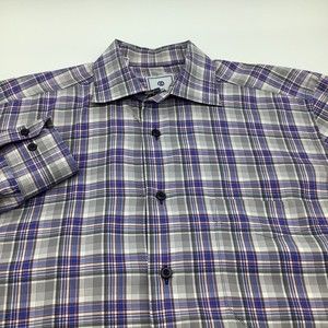 David Donahue Mens Long Sleeve Button Up Shirt Plaid Size Medium‎